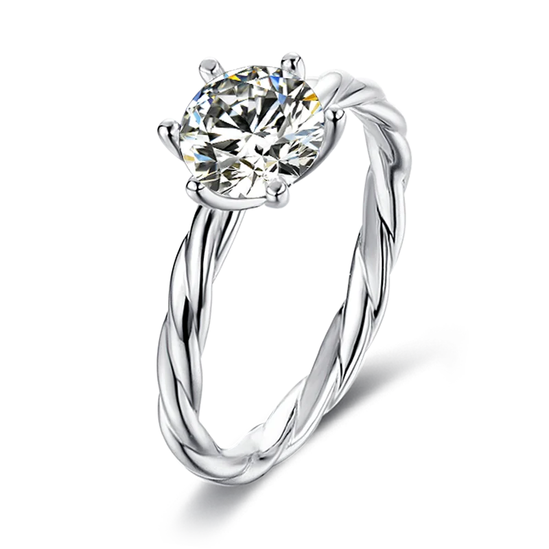 

Six Claw D Color White Round s925 Moissanite Rings