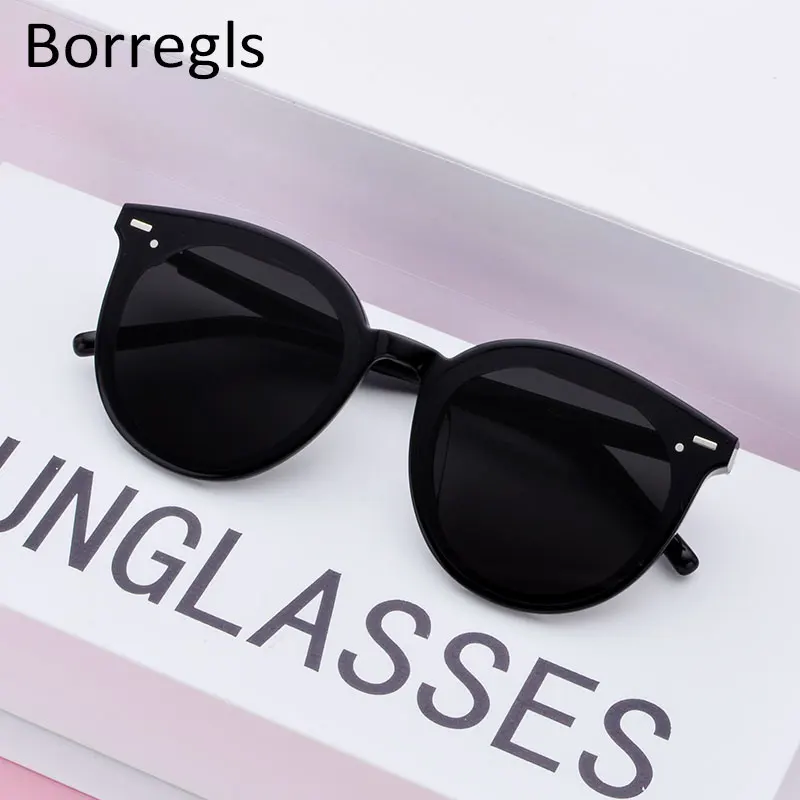 

Borregls Vintage Acetate Nylon Sunglasses Men Flat Lens Vintage Round Sun Glasses for Women Eyewear East