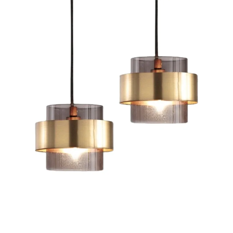 

Simig lighting luxury gold glass shade bedside hanging lights modern cylinder kitchen island bar led pendant light, Golden