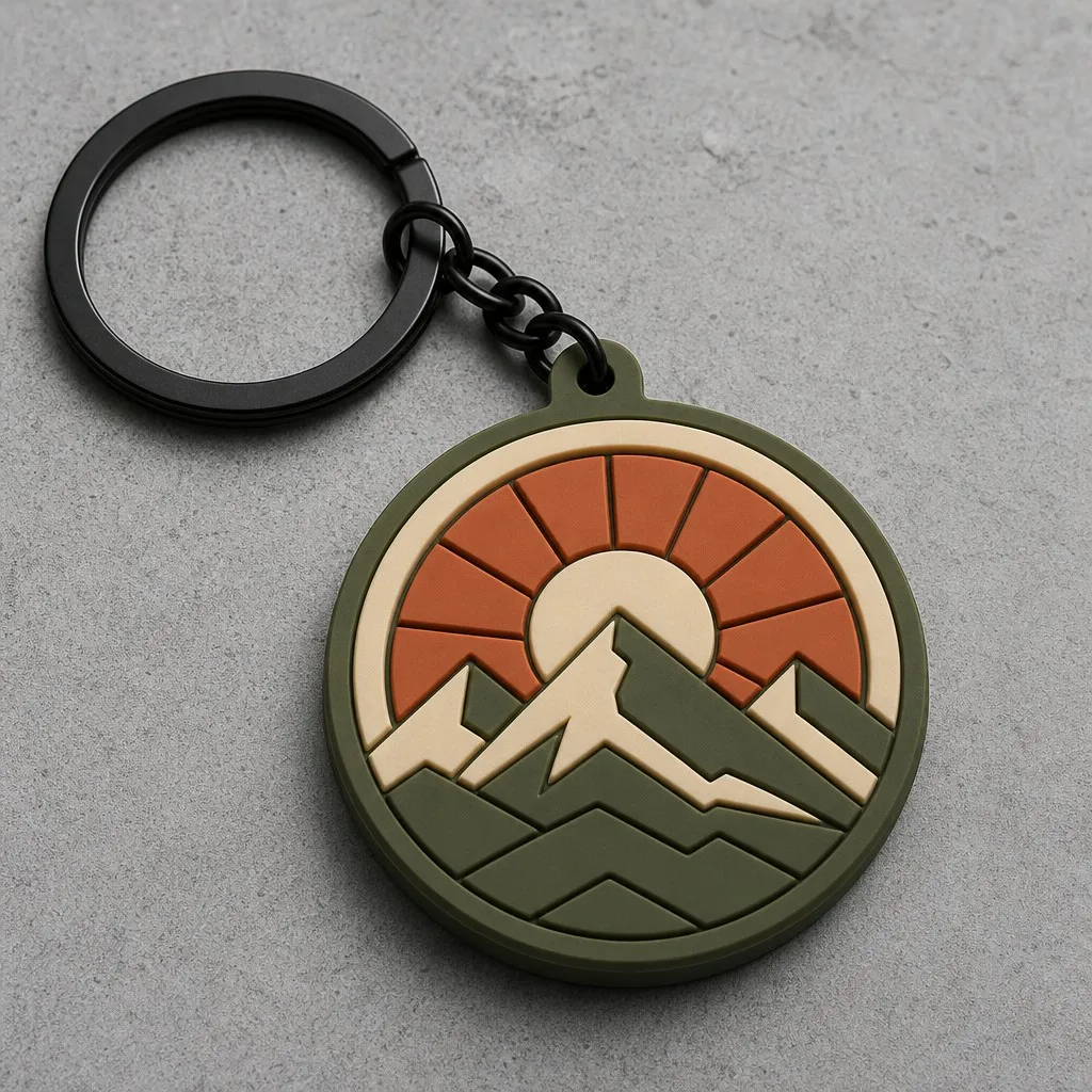Custom 3D Micro-Relief Soft PVC Keychain with Outdoor Nature Motif