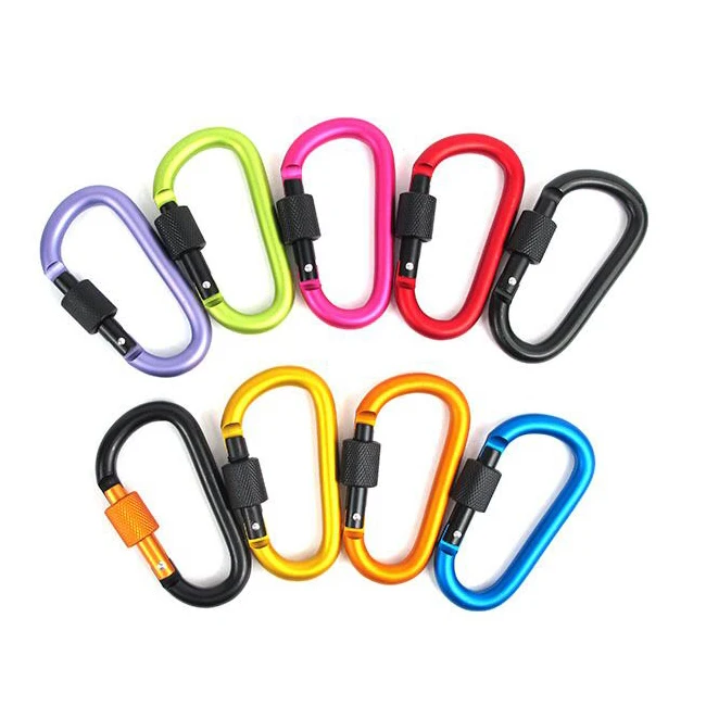 

Aviation Aluminum Carabiner D Shaped Hammock Safety Balance Buckle Clasp, Black,orange blue green yellow red red rose purple