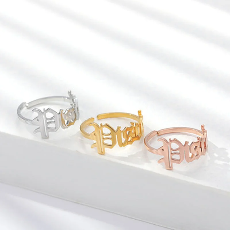 

Factory direct fashionable punk style real gold plated hollow zodiac sign adjustable rings for women jewelry