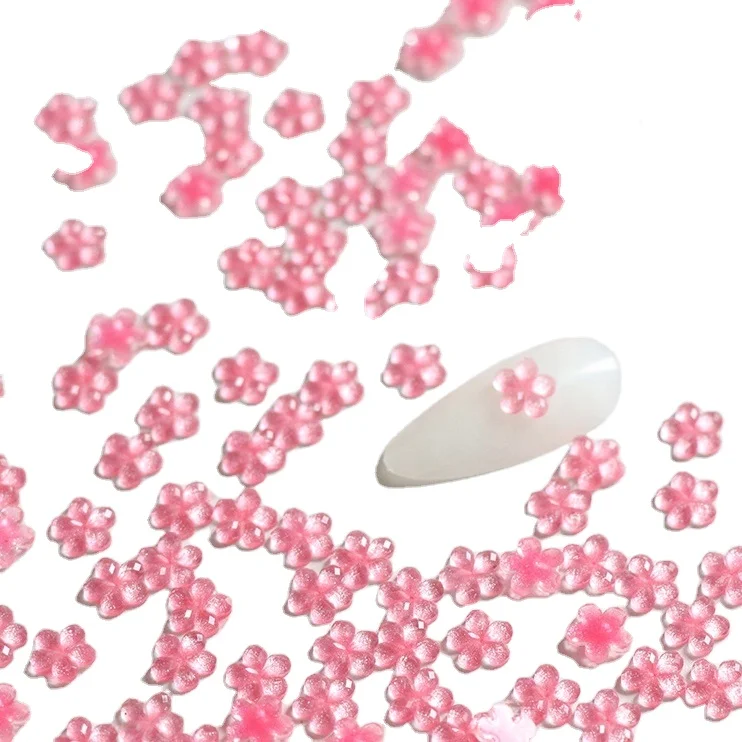 

100pcs/Pack 6mm Flower Design Resin Rhinestone Flat Back Nail Art Rhinestones Beads