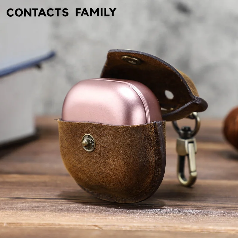 

CONTACT'S FAMILY Keychain Earphone Protective Cover Leather Case For Samsung Galaxy Buds Live Case