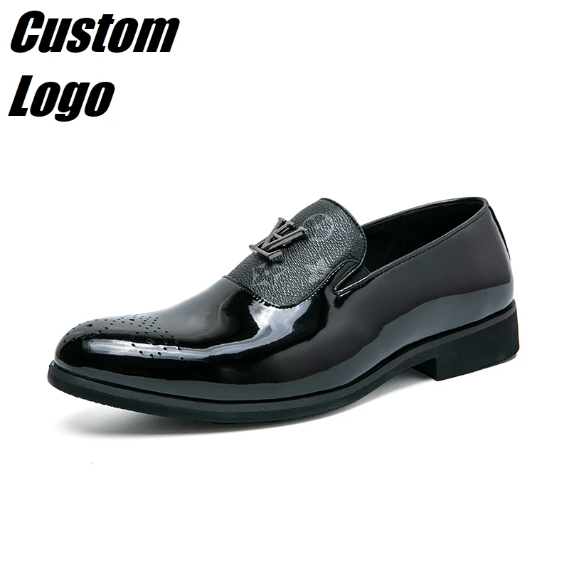 

Moyo Custom Logo Men Leather Shoes Big Size L/V Casual Shoes For Men Dress Casual Shoes, Black