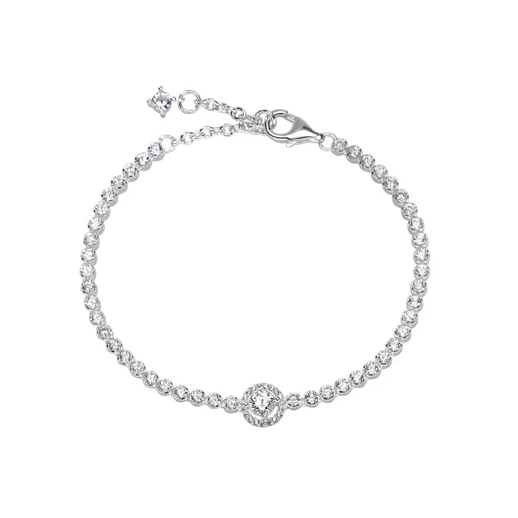 

Amazon hot sellings sparkling 925 sterling silver cz tennis bracelet, Silver color