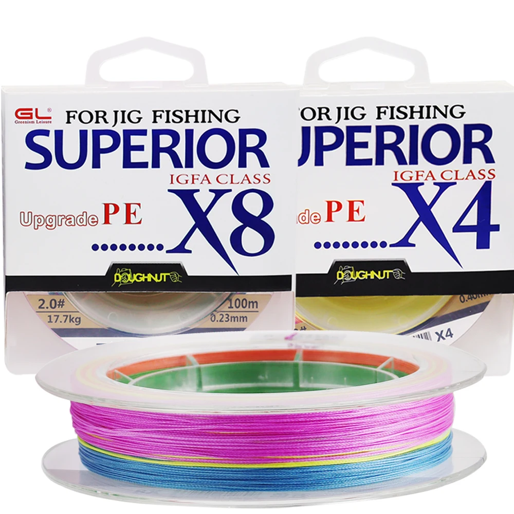 Hot Sale 100m Strong Strength Multifilament Line 4X 8X Strand Braided Fishing Lines Line Fishing, Color & monochrome