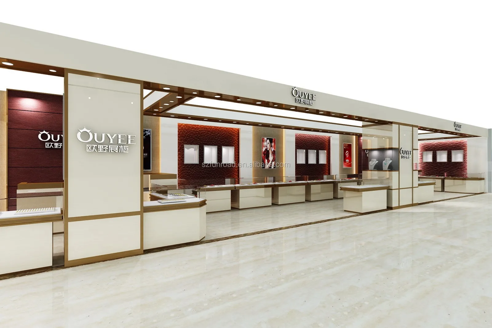Latest design custom jewellery shop interior furniture decoration with custom jewelry showcase