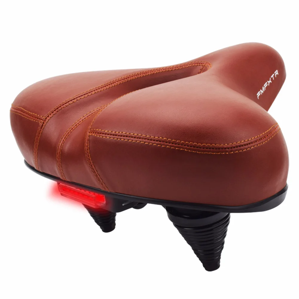 

Most Comfort Memory Foam Waterproof Retro Bike Saddle Cushion Shock Absorbing Anti Dirt Universal Bicycle Seat With Taillight, Black brown