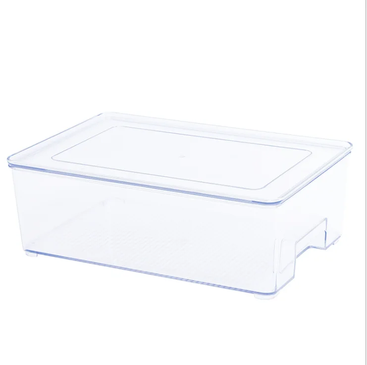 

Wholesale Plastic stackable storage boxes freezer drawer kitchen container fridge bins refrigerator organizer with handle