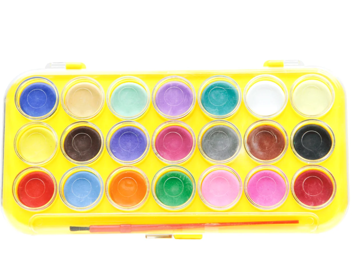 
21 colors acrylic water color paint dry pan set with brush for kids diy painting 