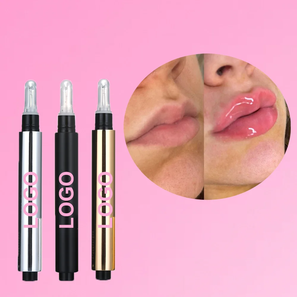 

Private label moisturizing lip makeup lip gloss plumping black round tube lip plumper