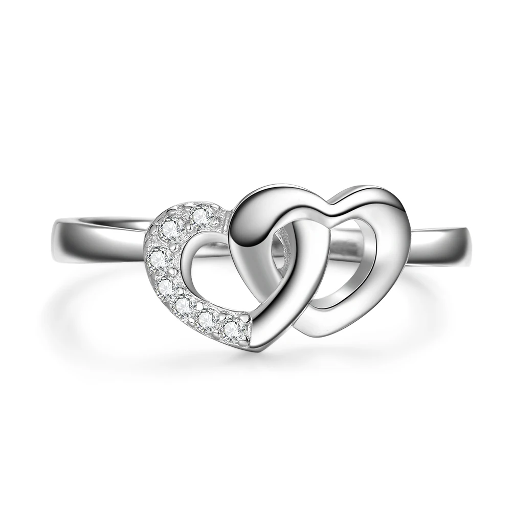 925Sterling Silver Zircon Sweet Heart Women Jewelry Ring #7 #8 GR639