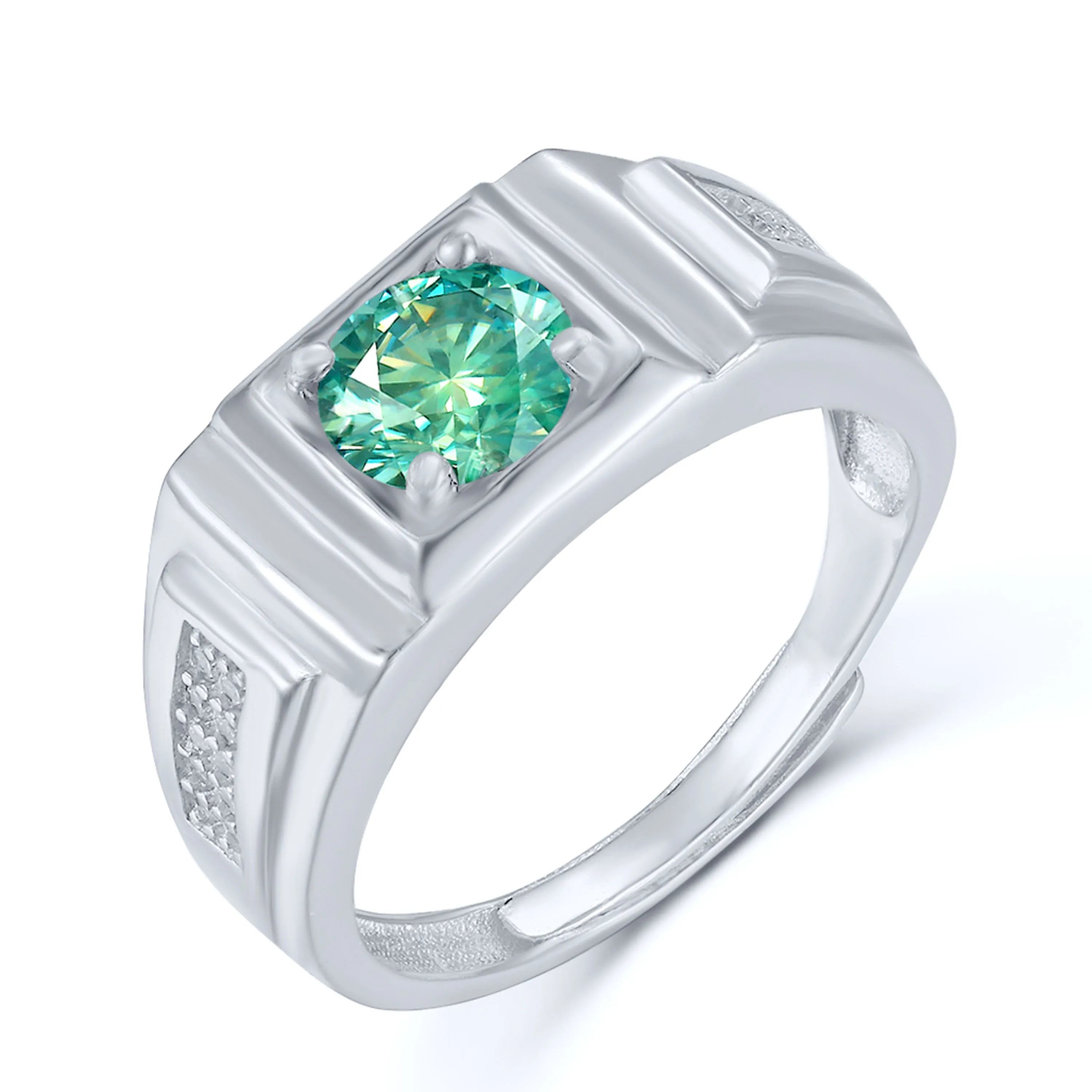 

0.81ct Moissanite Ring Engagement Wedding Ring/Green Moissanite Stone Ring in 925 Sterling Silver Jewelry