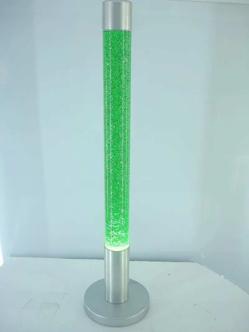 
E14 Colorful green cylindrical fluorescence liquid bubble metal hotel glitter table top floor standing motion lava lamp 