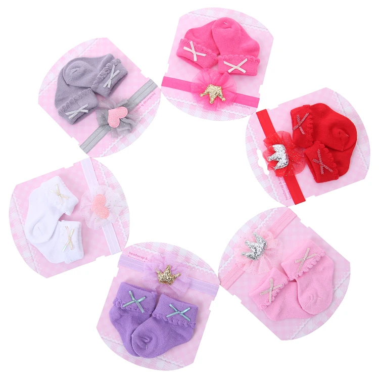 

solid color baby socks and headbands set