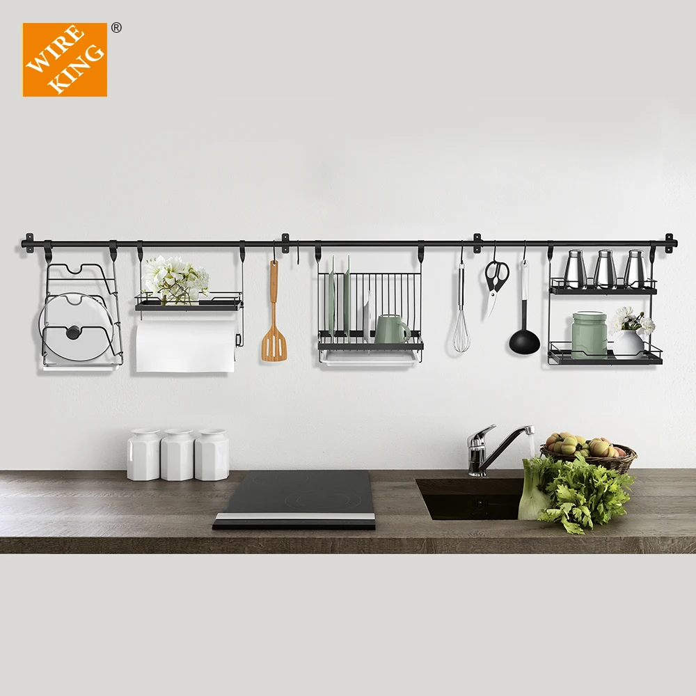 

Wholesale Household Storage Kitchen Organization Racks and Holders Railing Series Kitchen hanging racks with S Hooks