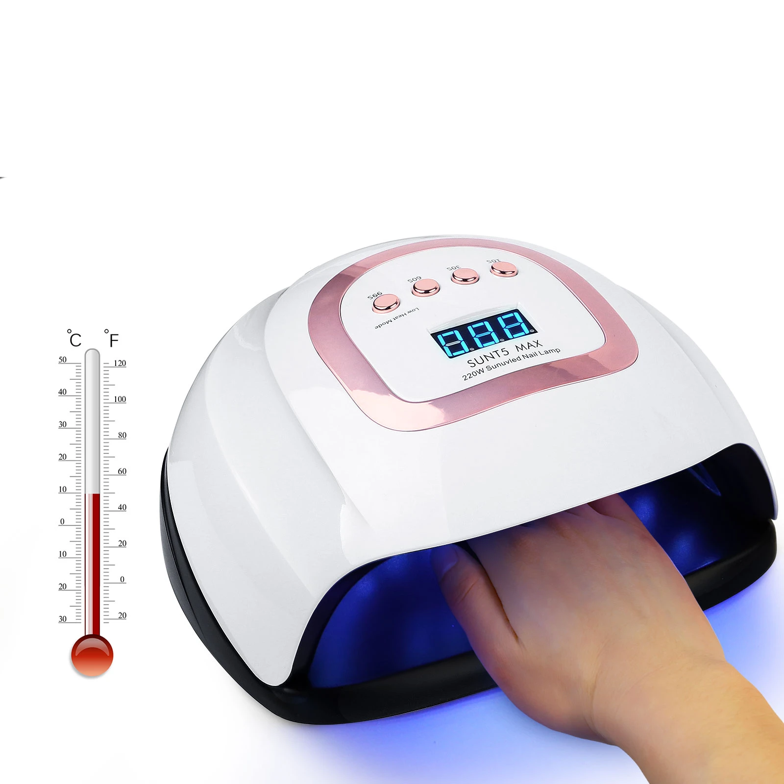 

220W LED Nail Lamp 57Pcs LED Beads Dual Light Source Nail Dryer for UV LED Nail Gel Polish Manicure Tool Private Label, White