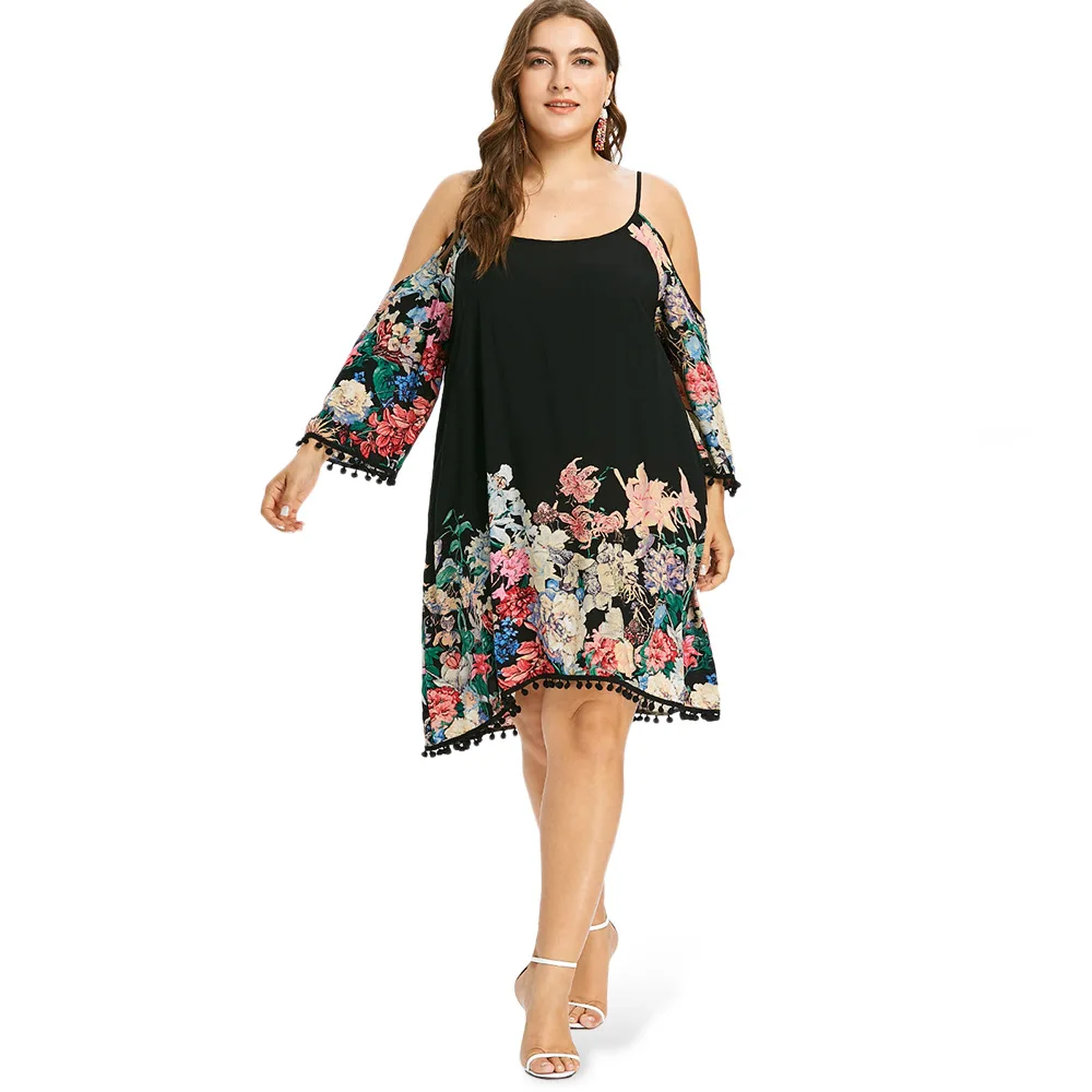 

PSD2082 Fast Delivery Korean Hollow out Plus Size Long Sleeve Casual Design Women's Mini Floral Dress, As show