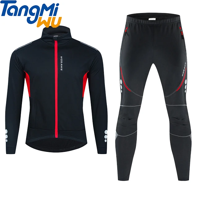 

Hot sale high quality reflective long sleeve 100% polyester men clothing sets plush sports two-piece warm zip up jacket set