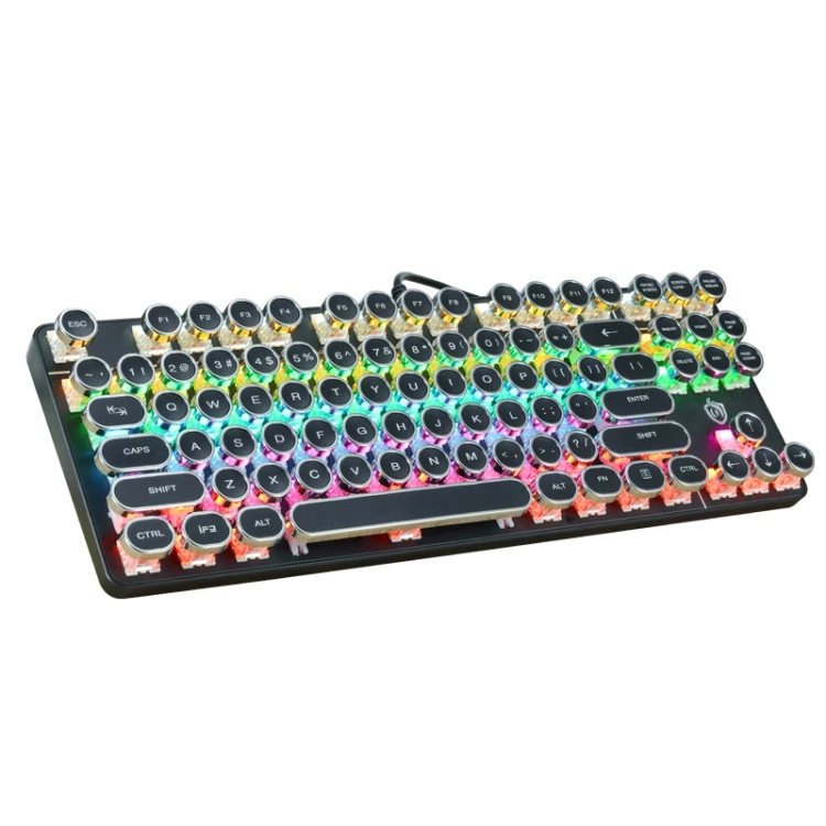 

New Arrival 87-keys Electroplated Punk Keycap Light Colorful Backlit Wired Mechanical Gaming Keyboard