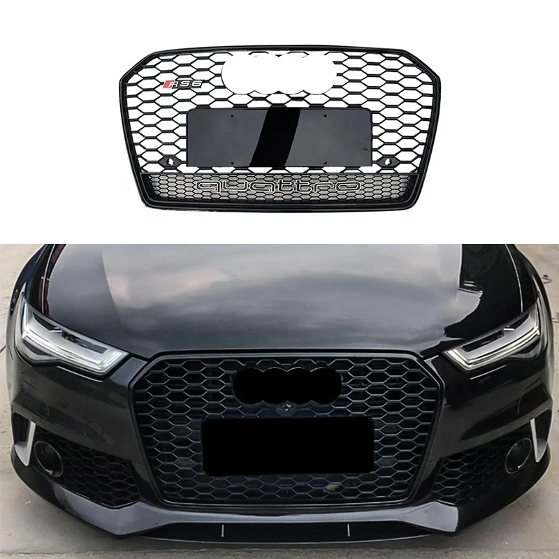 

ABS material RS6 style car grill for Audi A6 S6 C7PA high quality honeycomb auto front grill for Audi A6 S6 2016-2018