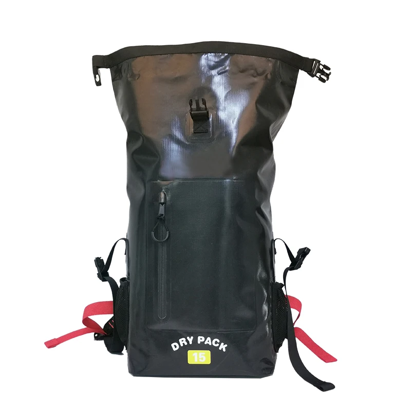 

Custom Logo Low MOQ 500D PVC Tarpaulin 15L Outdoor Camping Hiking Climbing Bag Fully Waterproof Dry Backpack, Yellow/red/black