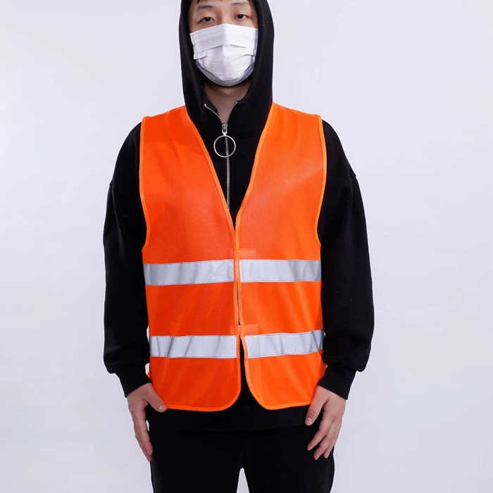
Front safety vest reflective strips High visibility easy open promotion uniform team work outdoor wear design vest uniforms <span style=