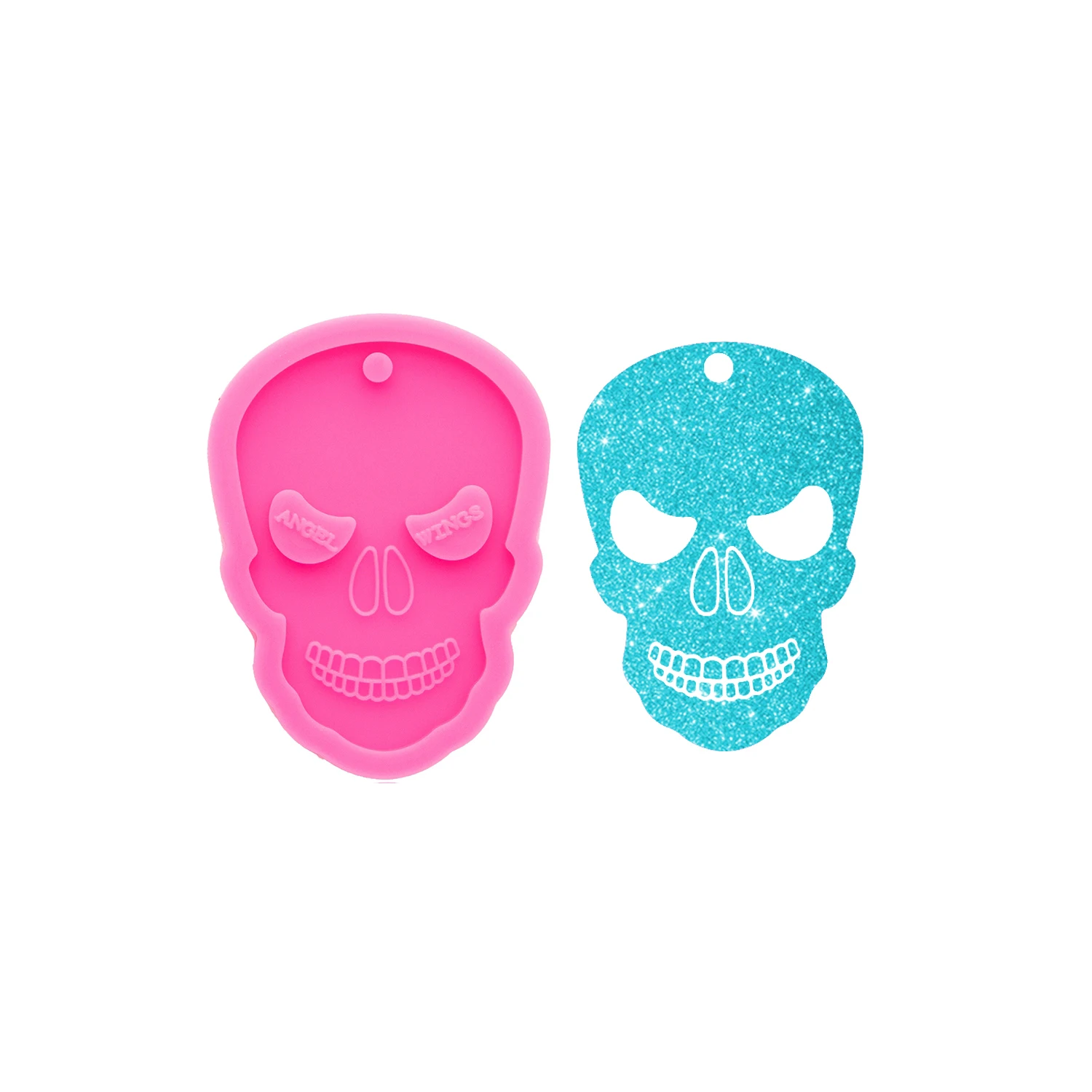 

S1060 shiny Halloween skeleton resin silicone keychain mold for holiday decoration, Random