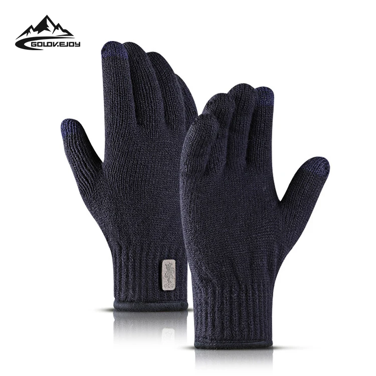

GOLOVEJOY DZ20 Soft Unisex Knit Mitts Elastic Thick Touch Screen Gloves Winter Full Finger Japanese And Korean Style Warm Glove, Has 4 colors
