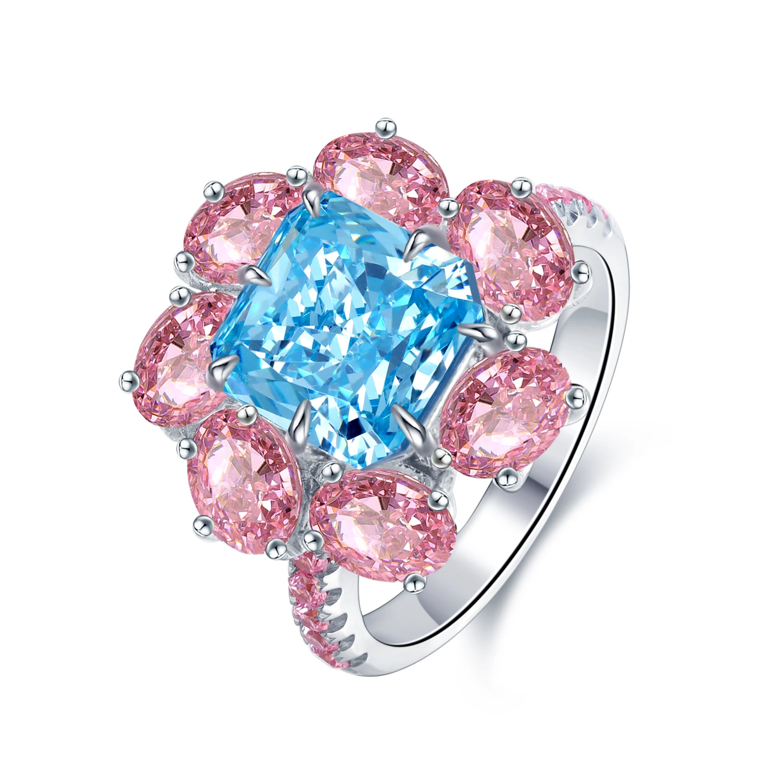 

Classic Simple Women Jewelry Asscher Cut Simulated Diamond Rings Engagement Bridal Wedding Rings