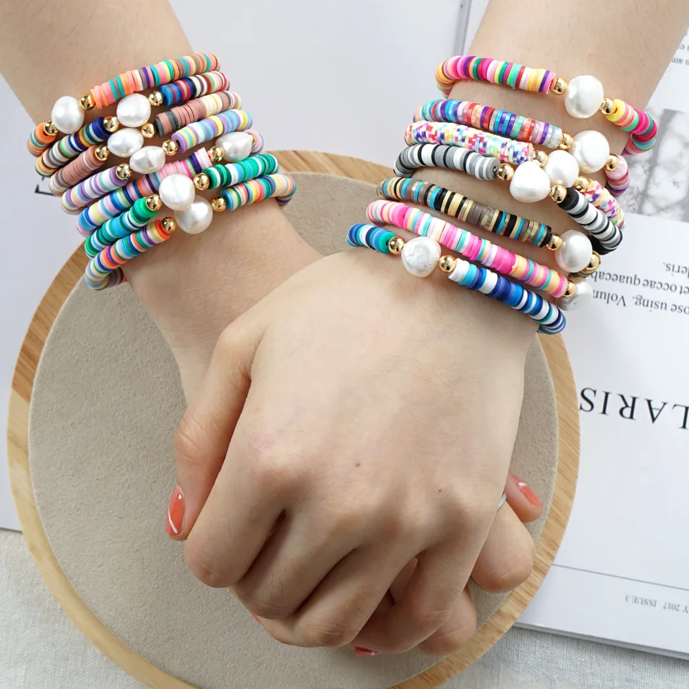 

Various Color Polymer Clay Tiny Beads Spacers Crafts Bracelet Vinyl Disc Heishi Beads Pearl Bracelet, Customized color