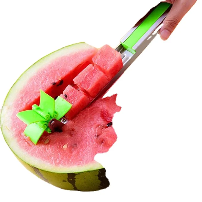 

Windmill Auto Stainless Steel Melon Cuber Knife Corer Fruit Vegetable Tools Kitchen Gadgets Watermelon slicer cutter, Green
