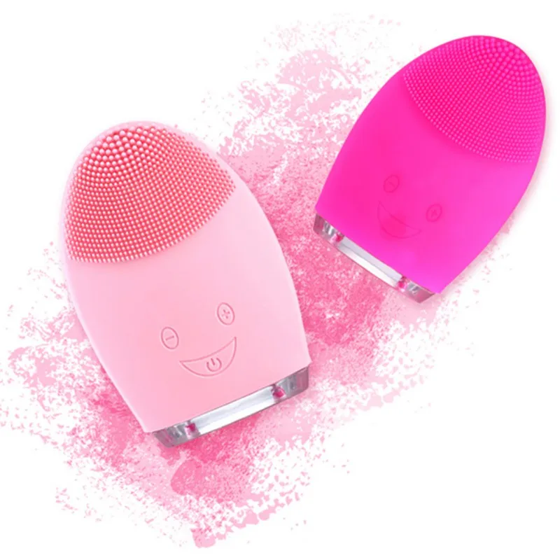 

Face Clean Device Skin Exfoliation Waterproof Anti Aging Skin Care Silicone Facial Cleanser Brush, Rose red,pink