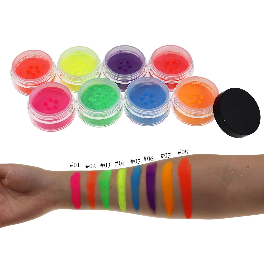 

8 Colors Neon Eyeshadow Glow In The Dark Makeup Neon Powder