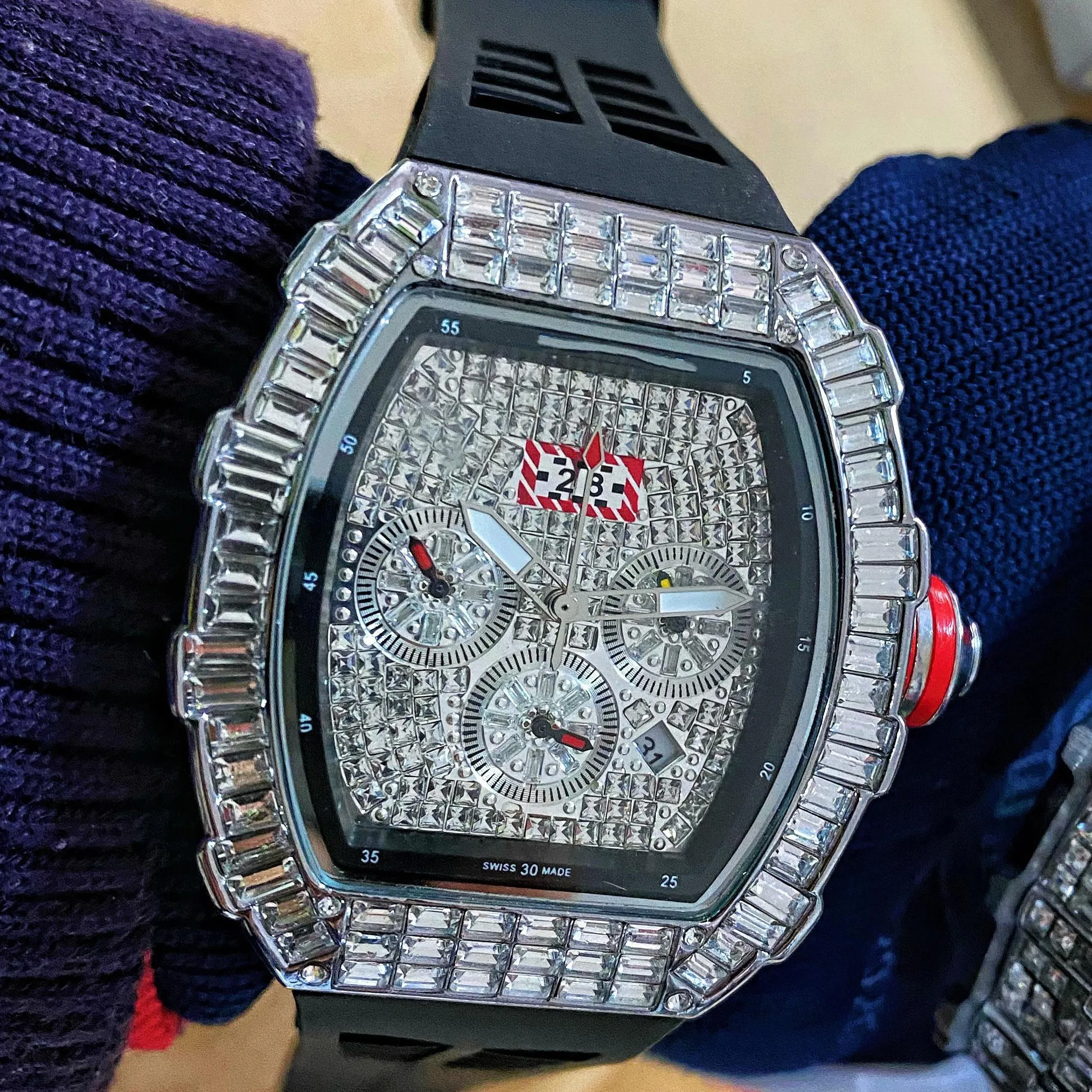 

RM Good quality Iced Out Black Watch Luxury Watches Luxury 18K Gold Watch Brands