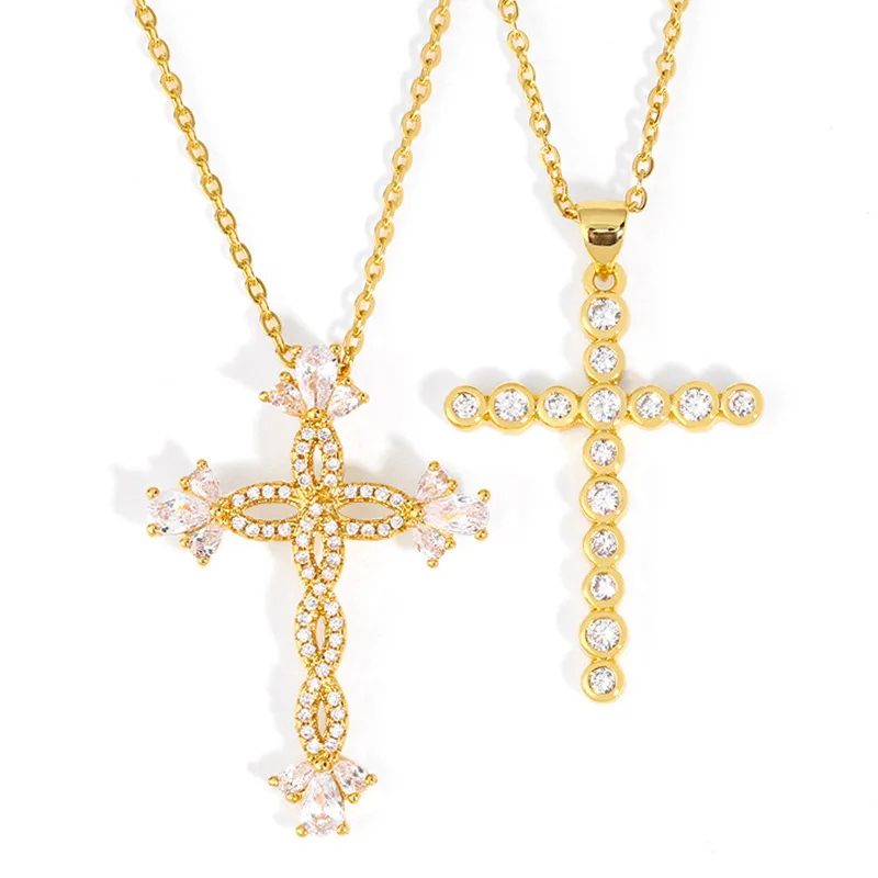 

Fashion Hiphop Ankh Jewelry 18K Gold Plated AAA CZ Cubic Zirconia Cross Ankh Pendant Necklace, Gold plating