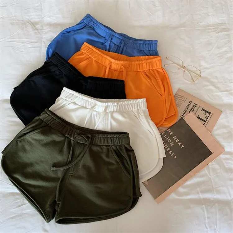 

Solid Color Plus Size Student Home Casual Shorts Women 2021 New Summer High Waist Slimming Sports Hot Pants, As pictures