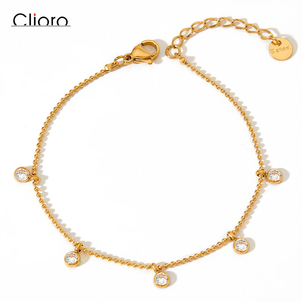 

Wholesale Fine Jewelry 14k Gold Plated Thin Hoop Cubic Stainless Steel Anklet