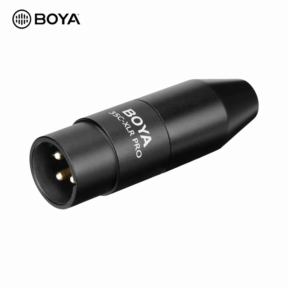 

Boya 35C-XLR Pro 3.5mm (TRS) Mini-Jack Female to XLR Male Adapter for Microphone with Integrated Phantom Power Converter, Black