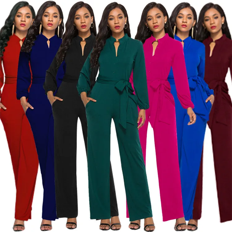 LF-446 Wholesale Plus Size Clothing Women Rompers Long Sleeve Bodycon Jumpsuits Women 2019