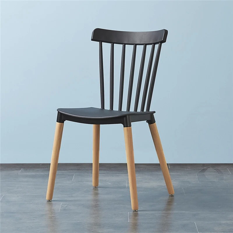 
China Supplier Home Furniture Factory Wholesale Dining Room Chair, Cheap Price Plastic Stacking Dining Chair With Beech Wood Leg 