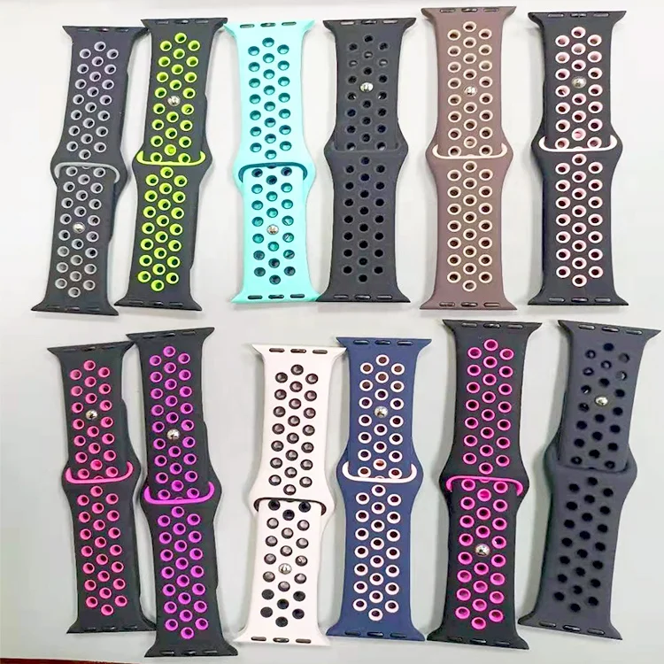 

Silicone Smart Wrist Watch Bands for Apple Watch Rubber Strap Series 7 6 5 4 watch Wristband 41 45 38 40 42 44 mm, Multi color