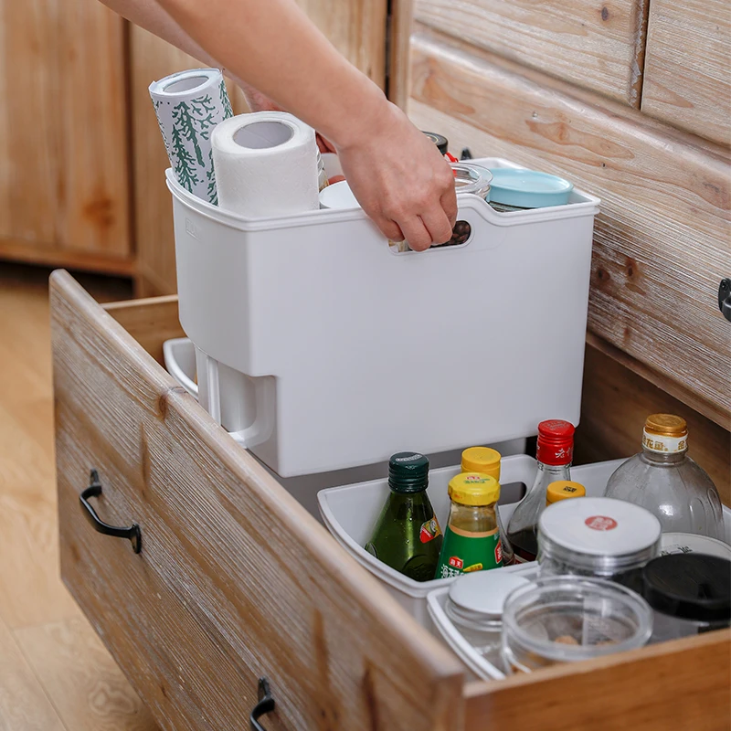 

SHIMOYAMA Home and Kitchen Plastic New Arrival Design Basket Box Home Accessories Kitchen Storage Organizer, White