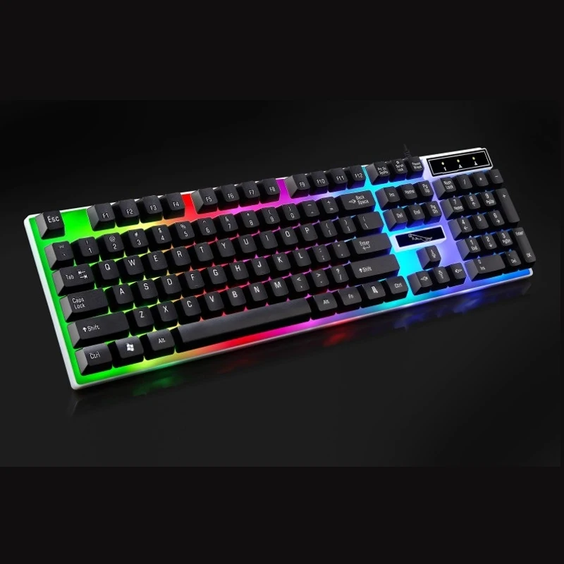 

Wholesale Christmas Gift ZGB G21 Gaming Keyboard 104 Keys USB Wired Mechanical Colorful Backlight PC Keyboard, Black, white