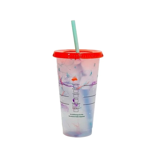 

2021 Reusable swirl plastic color changing cups clear magic cold changing color bpafree mug accpet custom