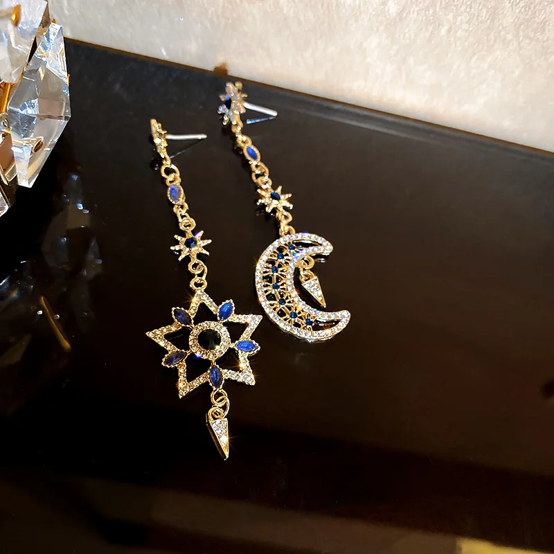 

fashion trendy purple crystal star earings for women moon