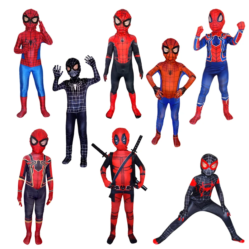 

Halloween hero expedition spider man cos anime steel spider Miles Morales hero plays tights for children