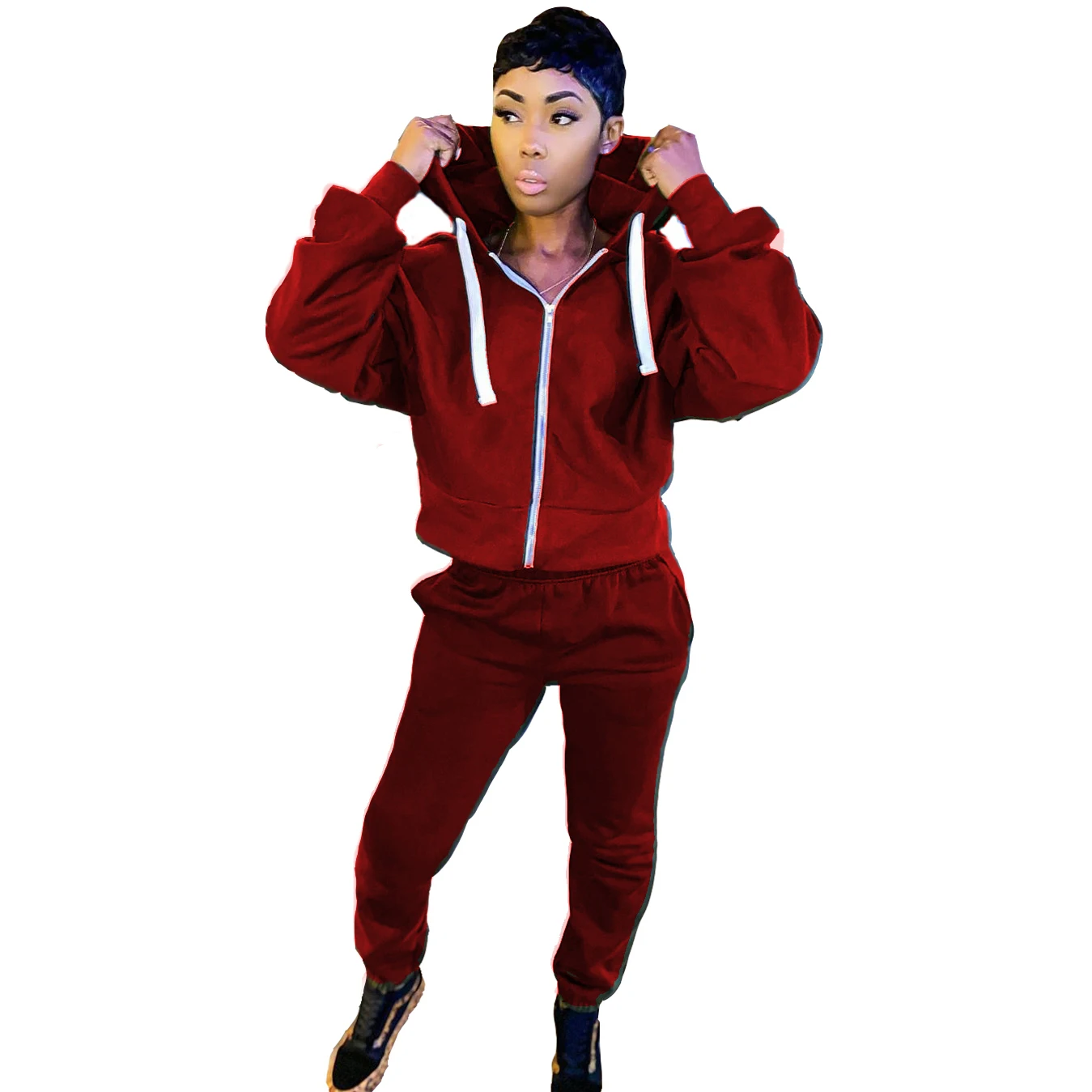 

New design Sports Tracksuit Women Sports Yoga Tracksuits for Training Hoodies Crop Top Set casual suit winter two pieces sets, 3colors