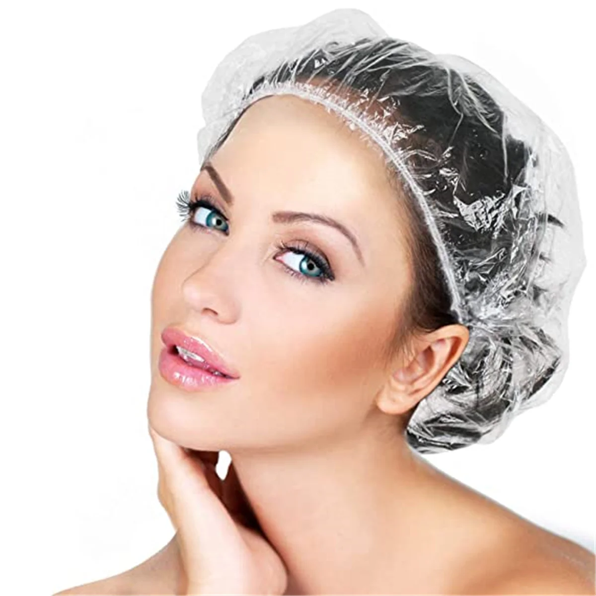 

Hotel Salon Hair Dry Cap Plastic Clear Transparent Hair Cover Disposable Shower Caps